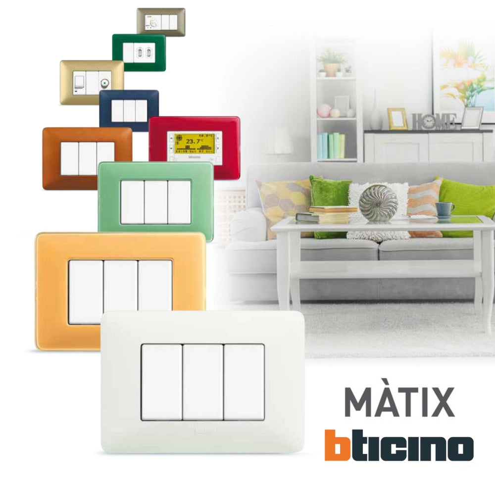 Bticino matix placca 3 posti tecnopolimero colorata am4803 *** colore oro gold, confezione 1