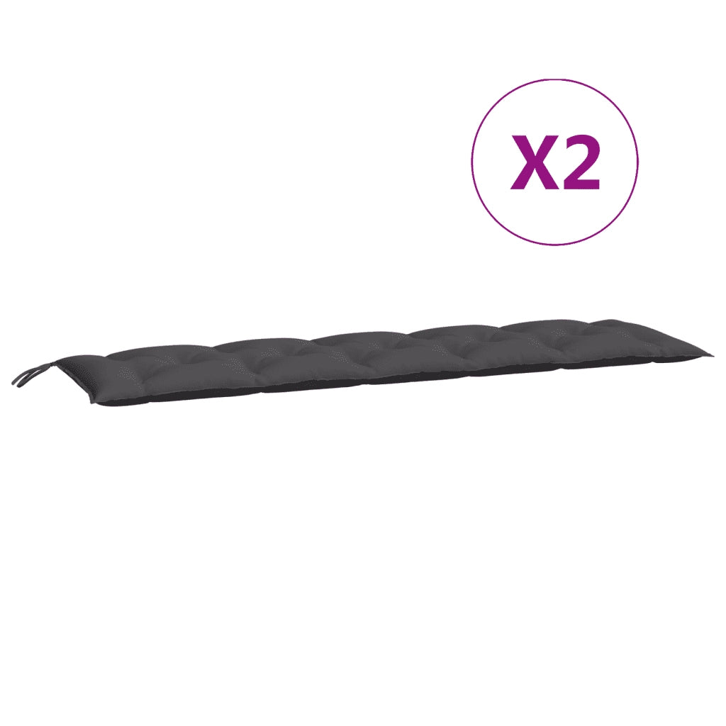 Cuscini Panca Giardino 2 pz-Set di 2 Cuscini per panchina da esterno Antracite 180x50x7cm Tessuto Oxford