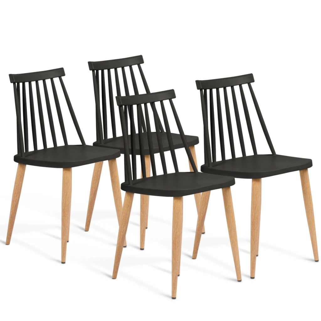 IDMarket - Set di 4 sedie da pranzo LILY nere