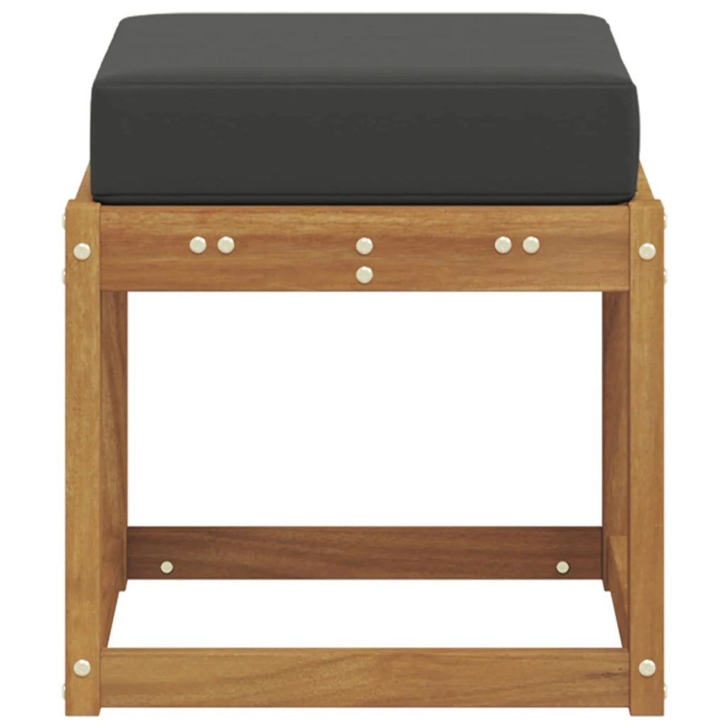 Panca Sgabello con cuscino Naturale e Antracite 43 x 43 x 37 cm 900660