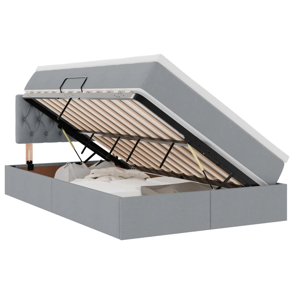 Letto con contenitore e LED Grigio chiaro 120 x 190 cm Tessuto 3371193
