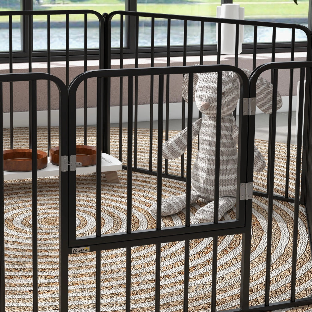 Recinto per Cani 6 Pannelli ¨C Minimal ¨C Acciaio 164x83x60 Nero