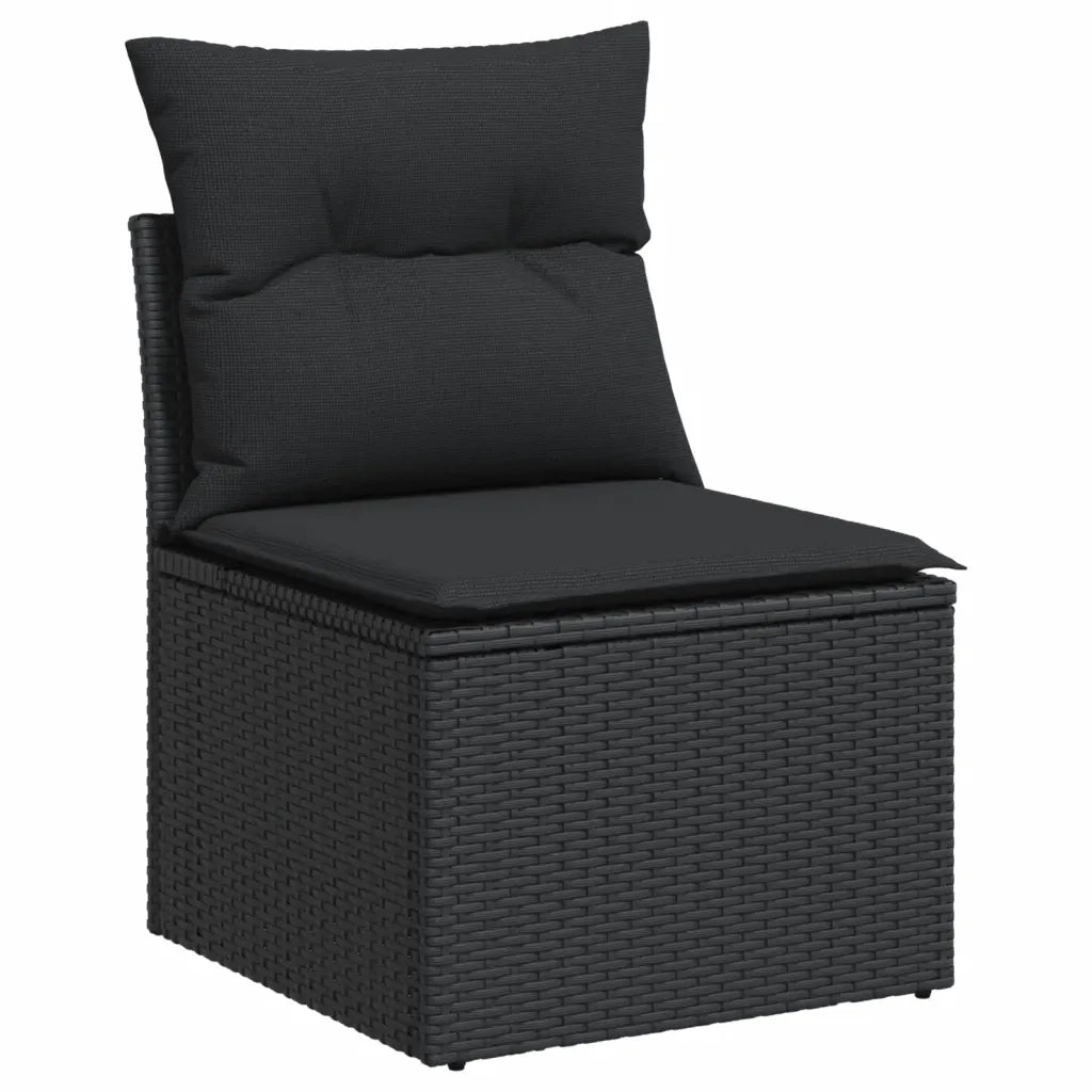 Set Divani da Giardino 10pz con Cuscini in Polyrattan Nero 3224844