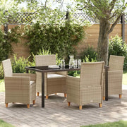 Set da Pranzo per Giardino 5 pcs Beige polyrattan