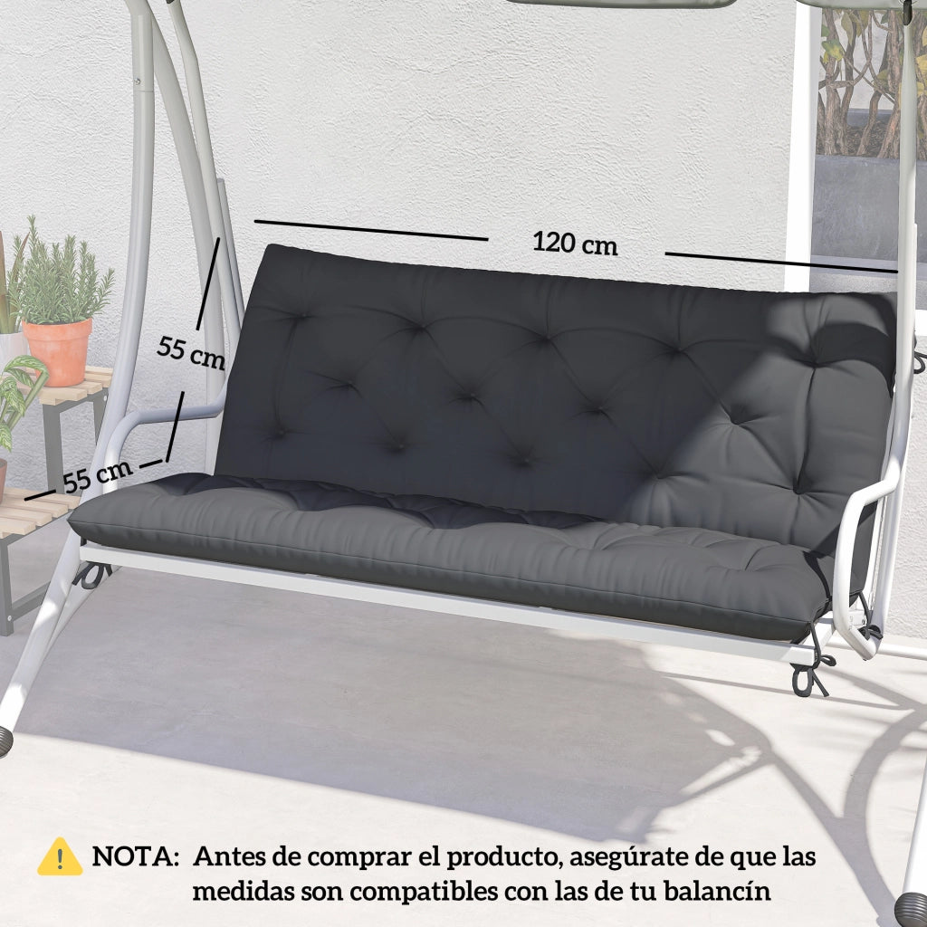 Cuscino per Panchina da Giardino ¨C Minimal ¨C 120x110x12 cm Nero