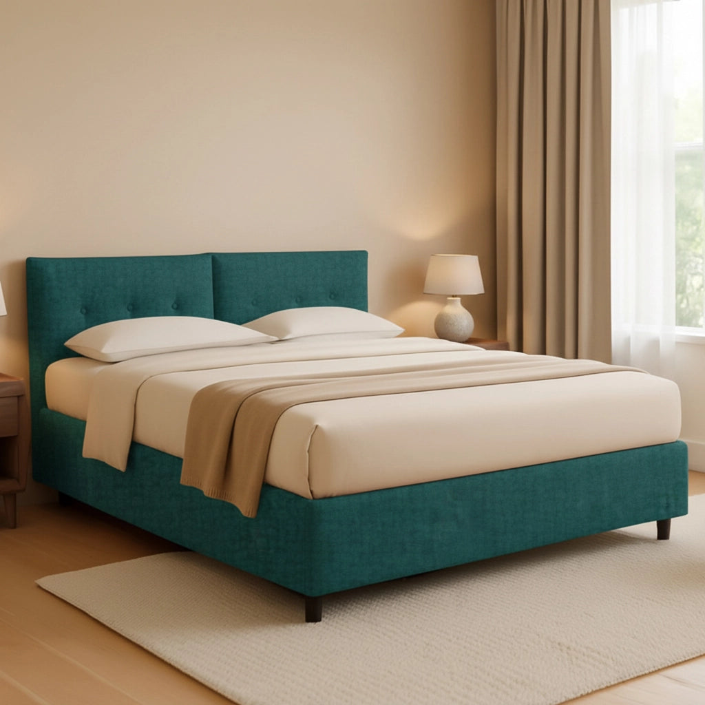 York, Letto Piazza e Mezza Sfoderabile Made in Italy, Verde Petrolio