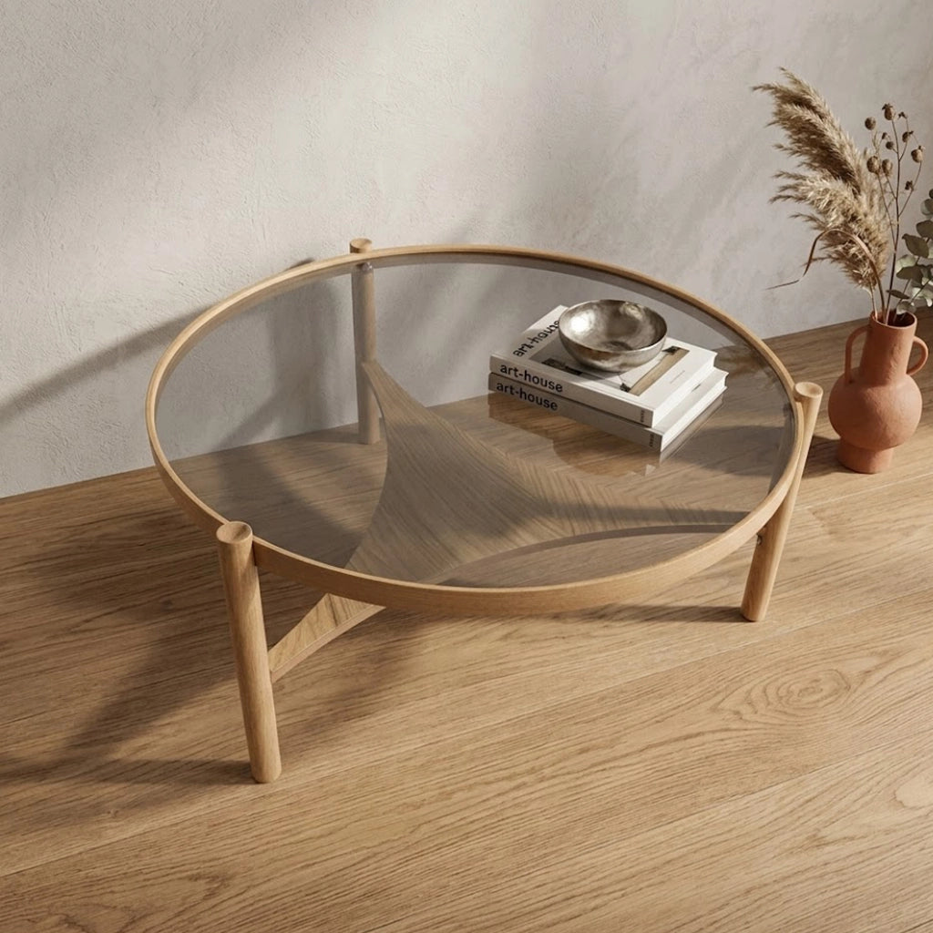 Canterano, Tavolino da Salotto un Vano, 100x100x46h cm Marrone Rovere