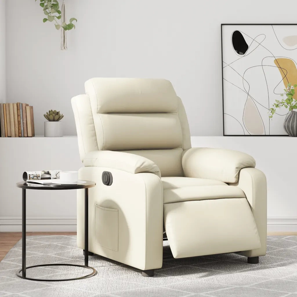 Poltrona Reclinabile Elettrica Crema in Similpelle 3205029