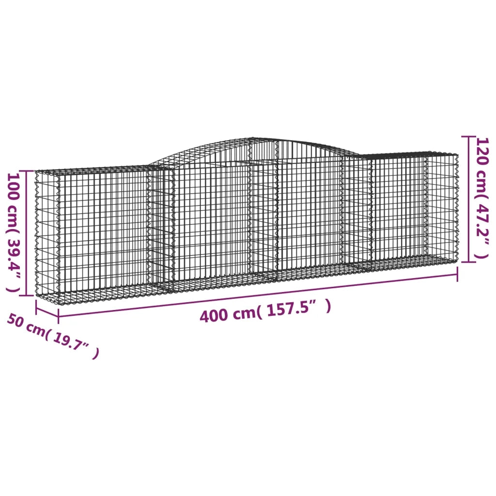 Cesti Gabbioni ad Arco 9 pz 400x50x100/120 cm Ferro Zincato 3147003
