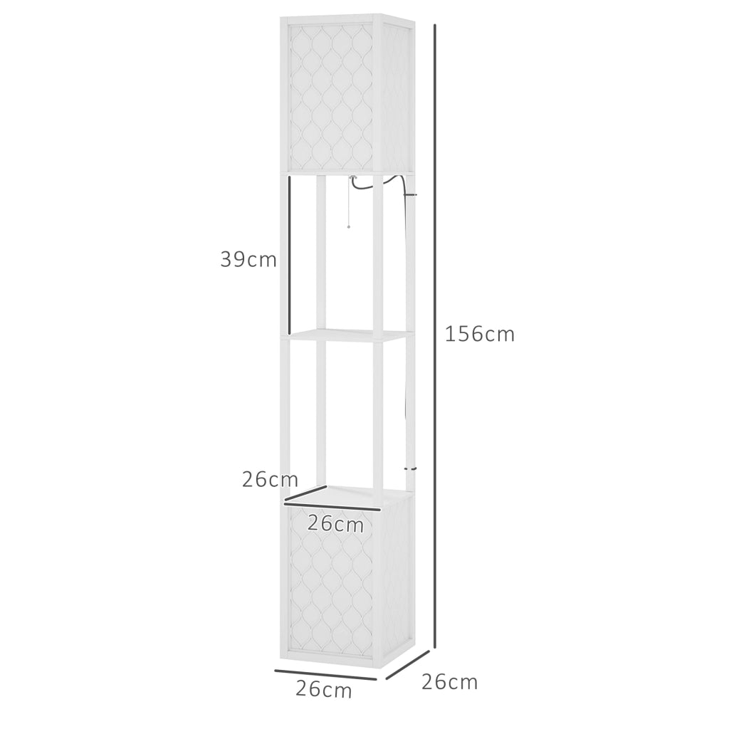 Lampada da Terra con Scaffale ¨C Minimal ¨C Bianco 26x26x156 cm