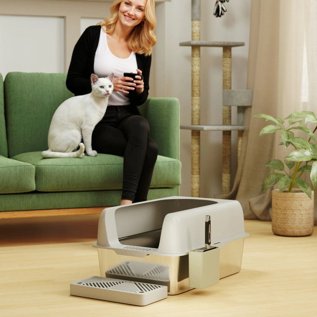 Casetta per Gatti con Contenitore ¨C Minimal ¨C Grigio Chiaro
