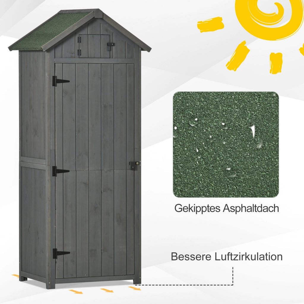 Armadietto da giardino in legno ¨C Xylo ¨C 77x54x179cm grigio verde resistente alle intemperie