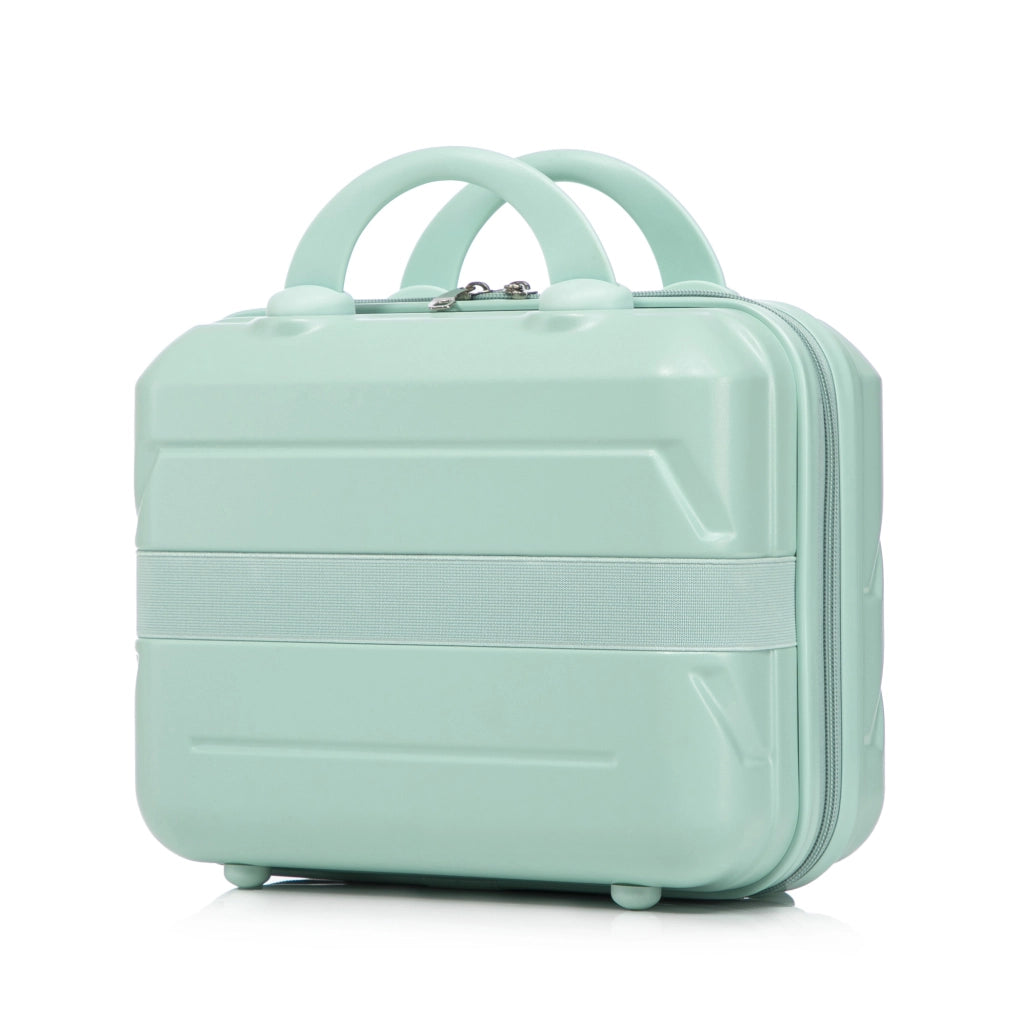 Set da viaggio 2 pezzi con valigia rigida ABS 55x35,5x20,5 cm e beauty case 14" verde menta