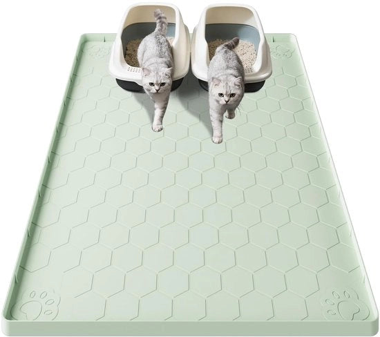 Matte per gatti extra grande 101 x 71 cm - verde chiaro - cattura gusci - antiscivolo - duraturo - prodotti per animali domestici di alta qualità - materassino per gatti
