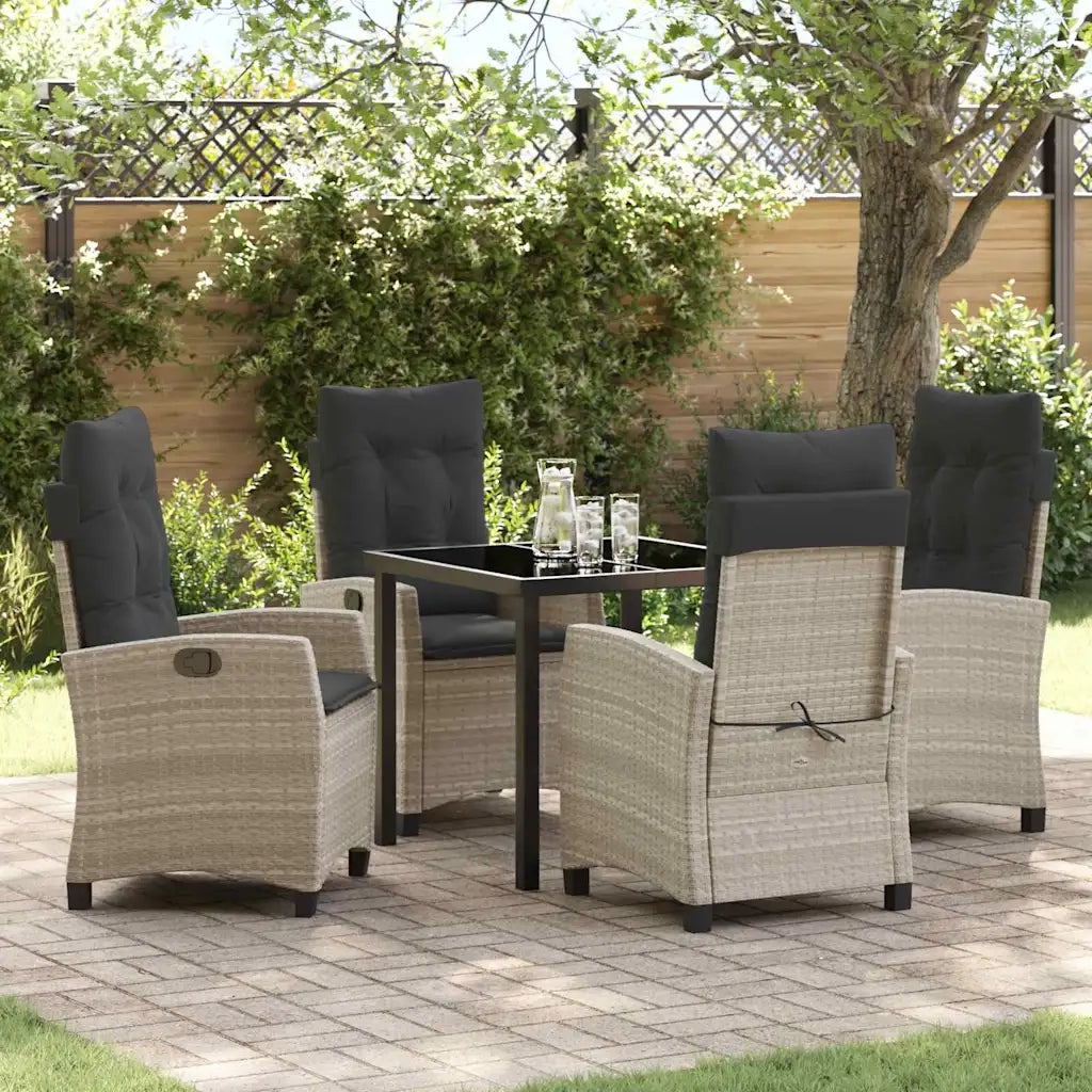 Set da Pranzo per Giardino 5 pcs Grigio chiaro polyrattan