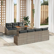 Set da Pranzo per Giardino con cuscino 8 pcs Grigio e Marrone