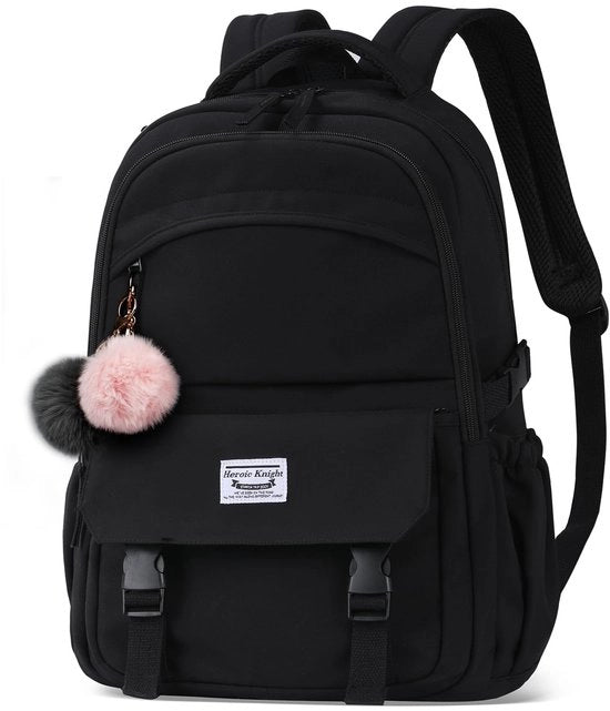 Borsa da Spalla Elegante per Uomo e Donna, Grande, Impermeabile, con Tasca per Laptop 15,6 Pollici, Borsa da Scuola Leggera, Borsa da Giorno con Sistema Anti-Furto, per Scuola, Lavoro, Viaggio, Nero