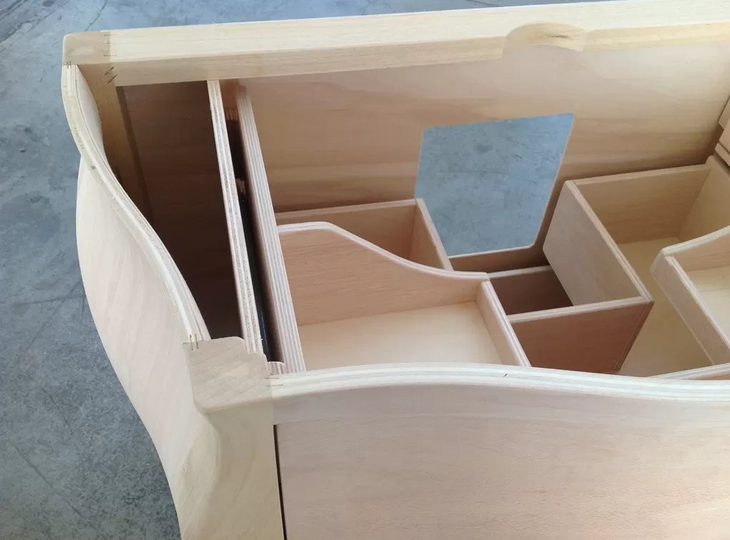 Mobile bagno bombato 3 cassetti grezzo  l.118 p.55 h.82 - Mobili 2G