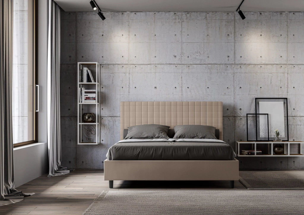 Letto Matrimoniale Francese 140x190 cm con Rete Sunny Tortora