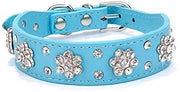 Collare per Cani con Strass - Adattabile - Materiale in Pelle - Cristalli - Idoneo per Cani Piccoli/Mediani/Grandi - 100% Nuovo - Collare