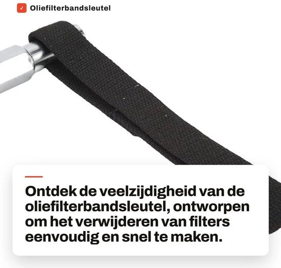 Chiave per filtri in acciaio duratoio - cintura in nylon - adatta per filtri sotto 120 mm - azionata con chiave a rulli - applicazione universale - facile da usare - chiave per filtri