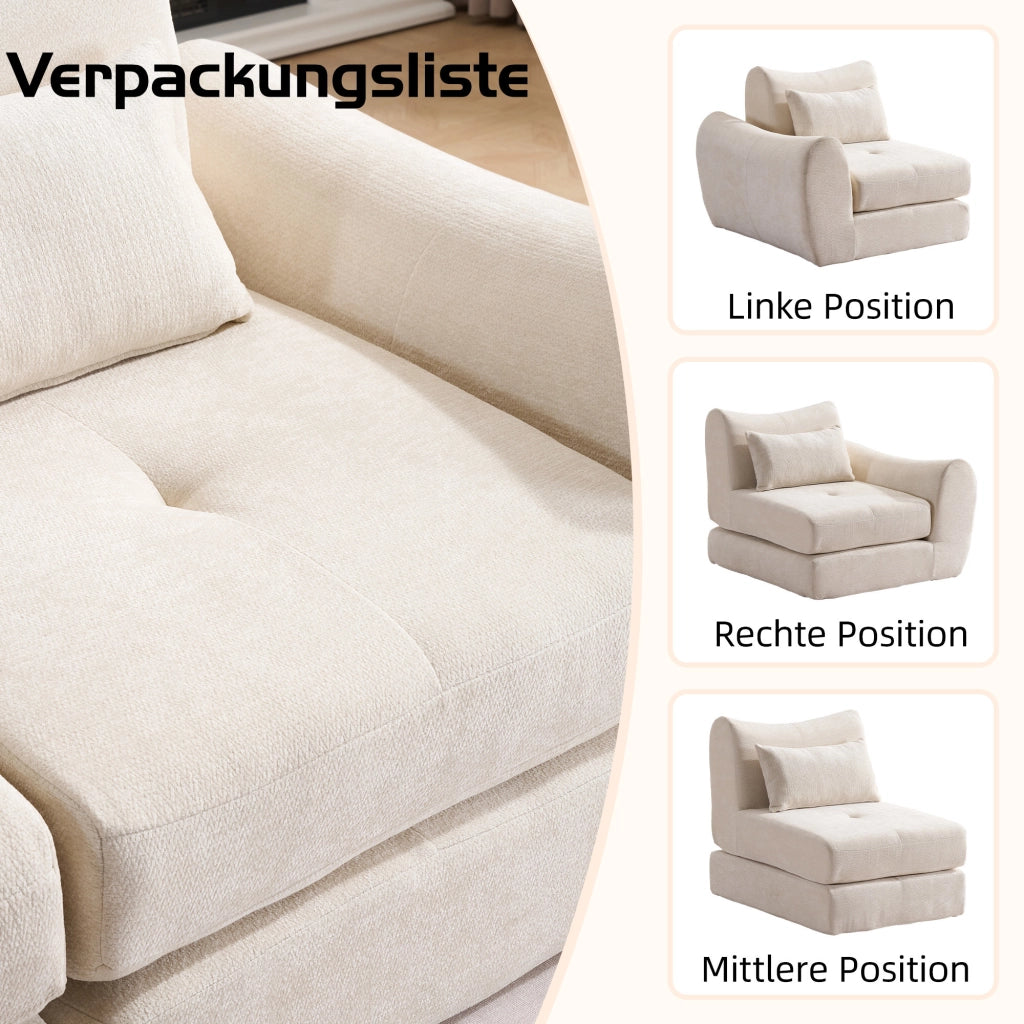 Divano Modulare Beige in Velluto Compatto Base Antiscivolo