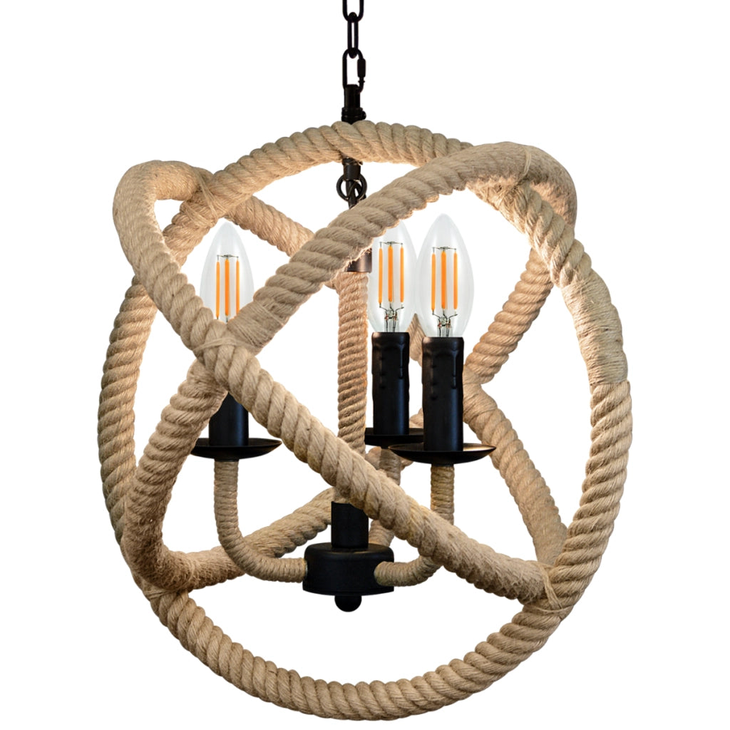 Lampada a sospensione Polux Rope 3xE14 corda Ø40cm