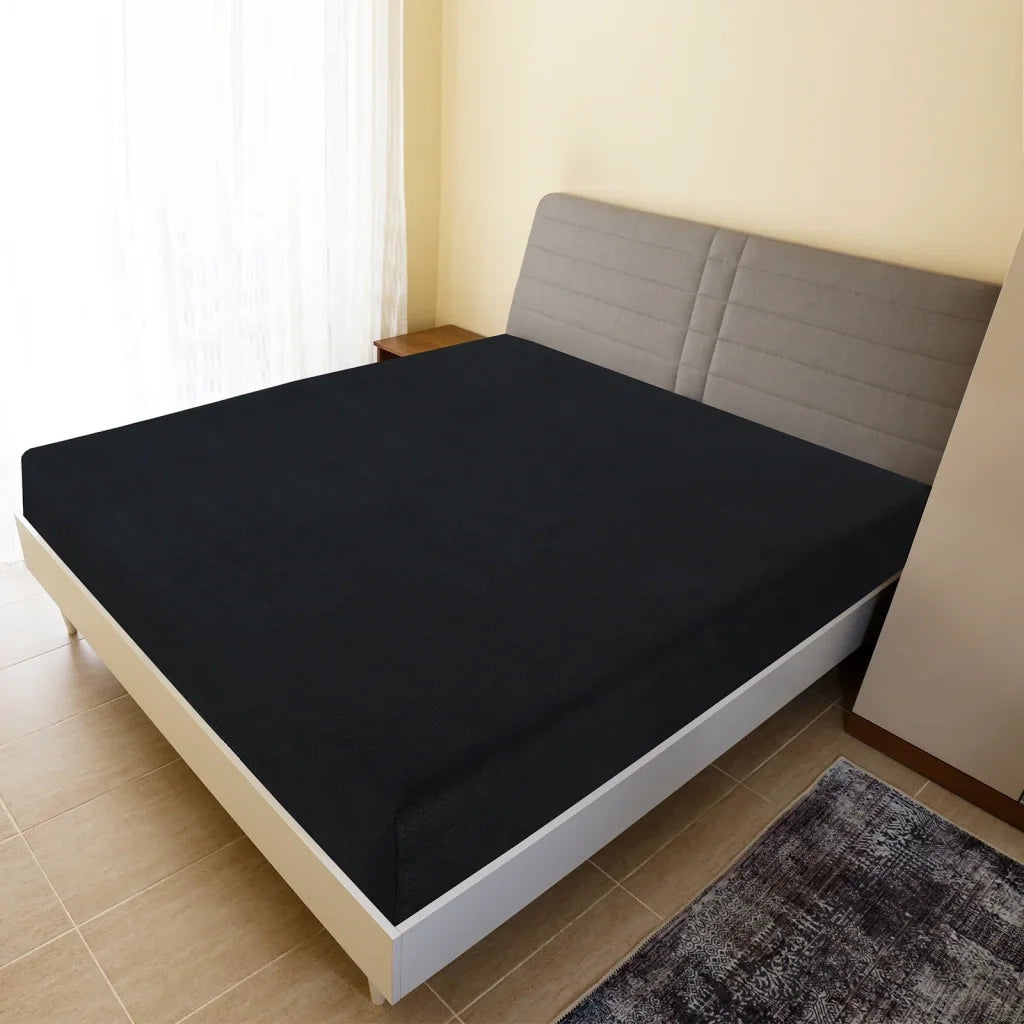 Lenzuolo con Angoli Jersey Nero 100x200 cm Cotone 136212
