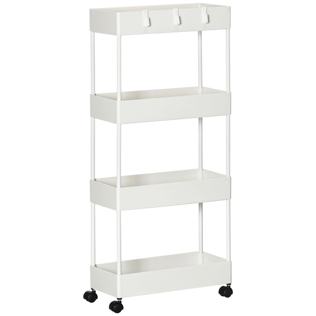 Carr¨¨ di servizio 4 livelli con ruote e cesti ¨C Minimal ¨C bianco