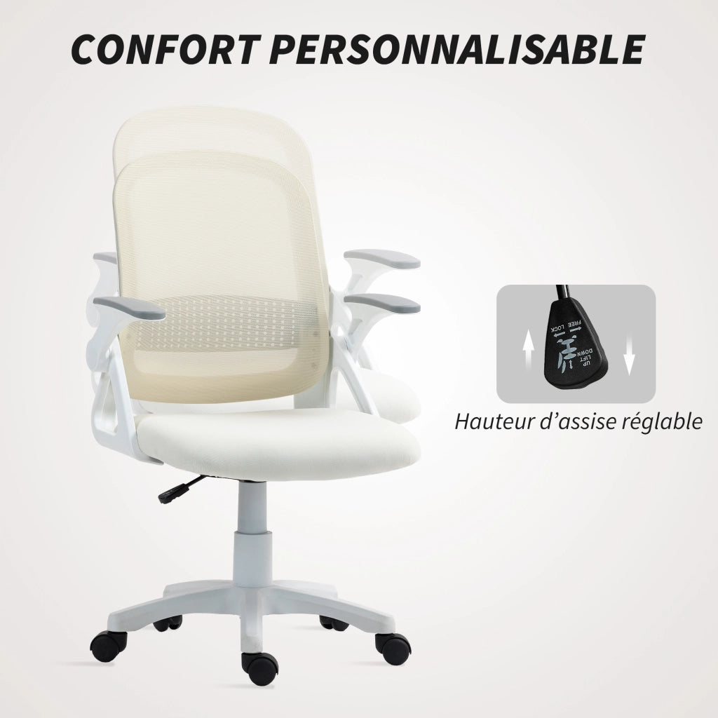 Sedia da ufficio ergonomica ¨C Minimal ¨C bianco, rete, braccioli regolabili, altezza regolabile