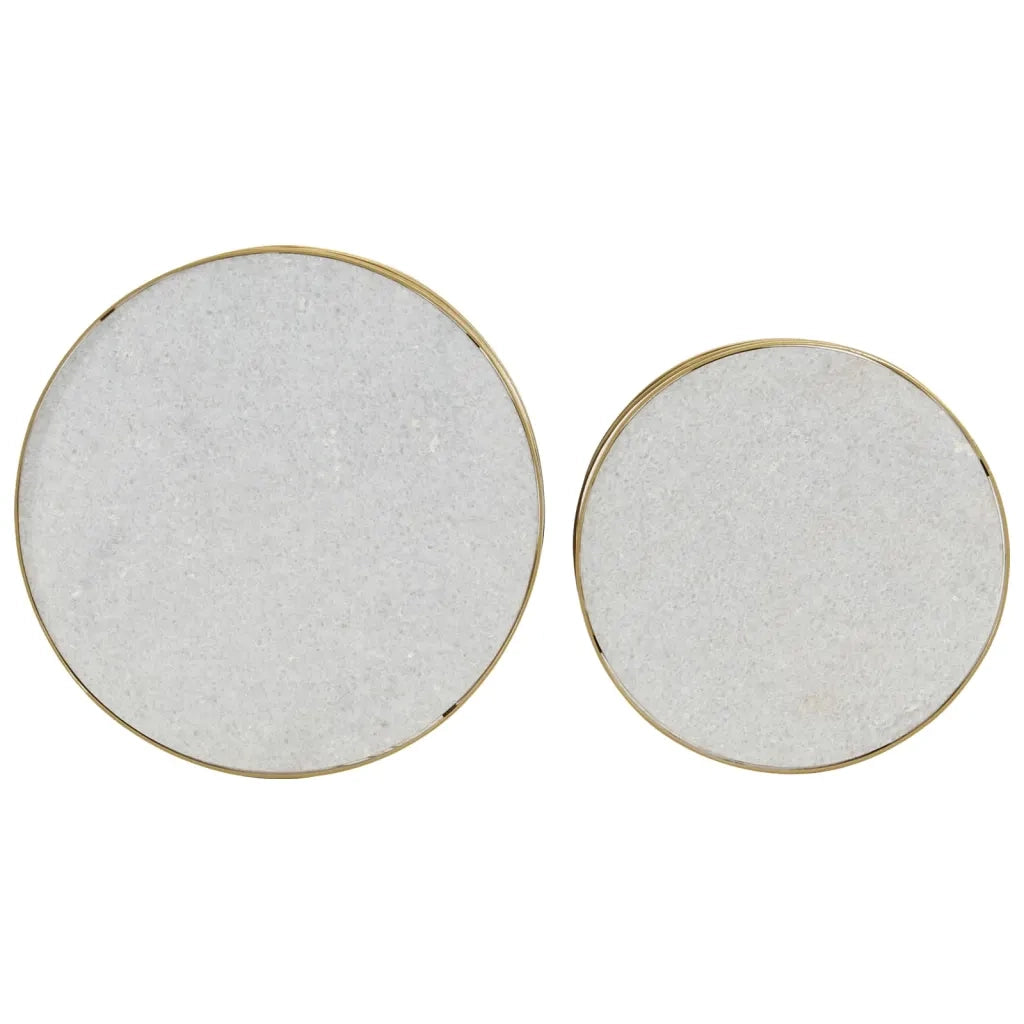 Tavolini da CaffÃ¨ 2 pz Marmo Ottone e Bianco cod mxl 54915