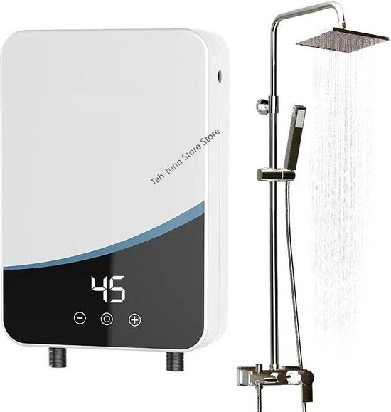 Boiler di acqua calda elettrico senza serbatoio - riscaldamento istantaneo - boiler di riscaldamento a flusso continuo - riscaldatore a flusso continuo - 3500W/5500W - Bianco