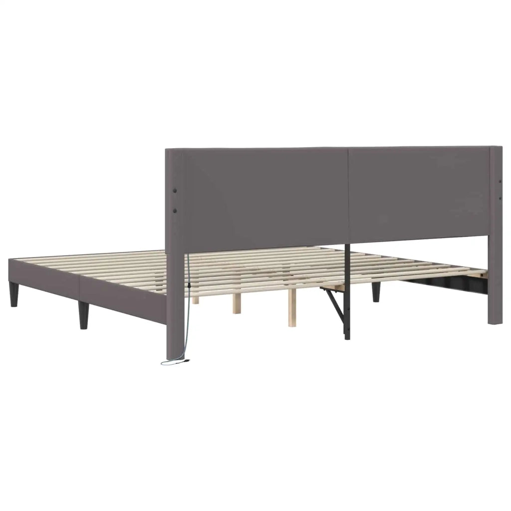 Letto matrimoniale | Letto per adulti | Struttura del letto con testiera Grigio 200 x 200 cm Similpelle