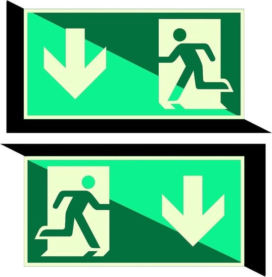 Carte di emergenza - Segnali di sicurezza - Scheda di evacuazione - Disegno di fuga - Segnali di soccorso 30 x 15 cm