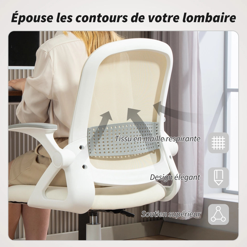 Sedia da ufficio ergonomica ¨C Minimal ¨C bianco, rete, braccioli regolabili, altezza regolabile