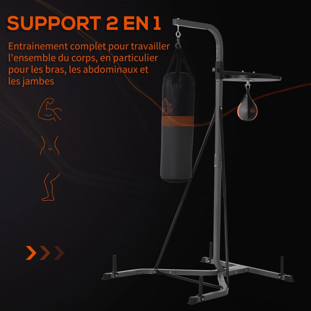 Supporto per Sacco da Boxe con Base ¨C Xylo ¨C Stazione con Palla Velocit¨¤ Inclusa Acciaio Nero