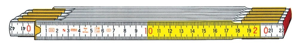 1pz doppio metro bianco/giallo "stabila" /717 10 aste da 16 mm cod:ferx.25459.s