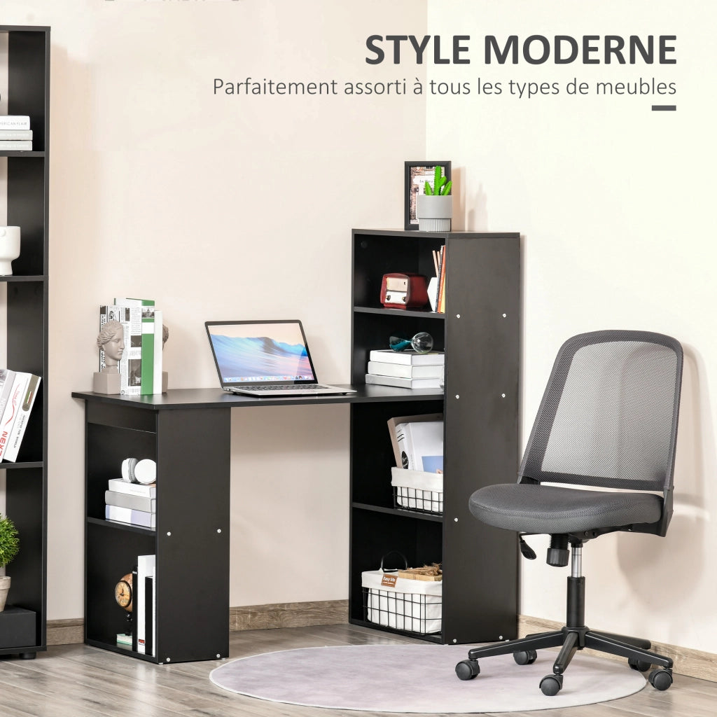 Scrivania Computer con Cassetti e Ripiani ¨C zephmum ¨C Nero 120x55x120 cm