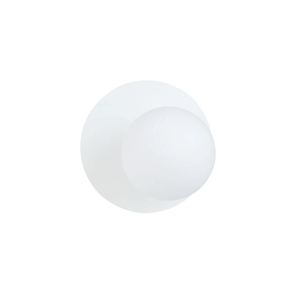 Lampada Da Parete Contemporanea Ippolita 1 Luce In Acciaio Bianco E Vetro Opalino