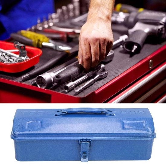 Cassa di lavoro portatile multifunzionale - Scatola di metallo per la conservazione - Chiusura antidielemurazione - Dimensioni 37x16x11 cm