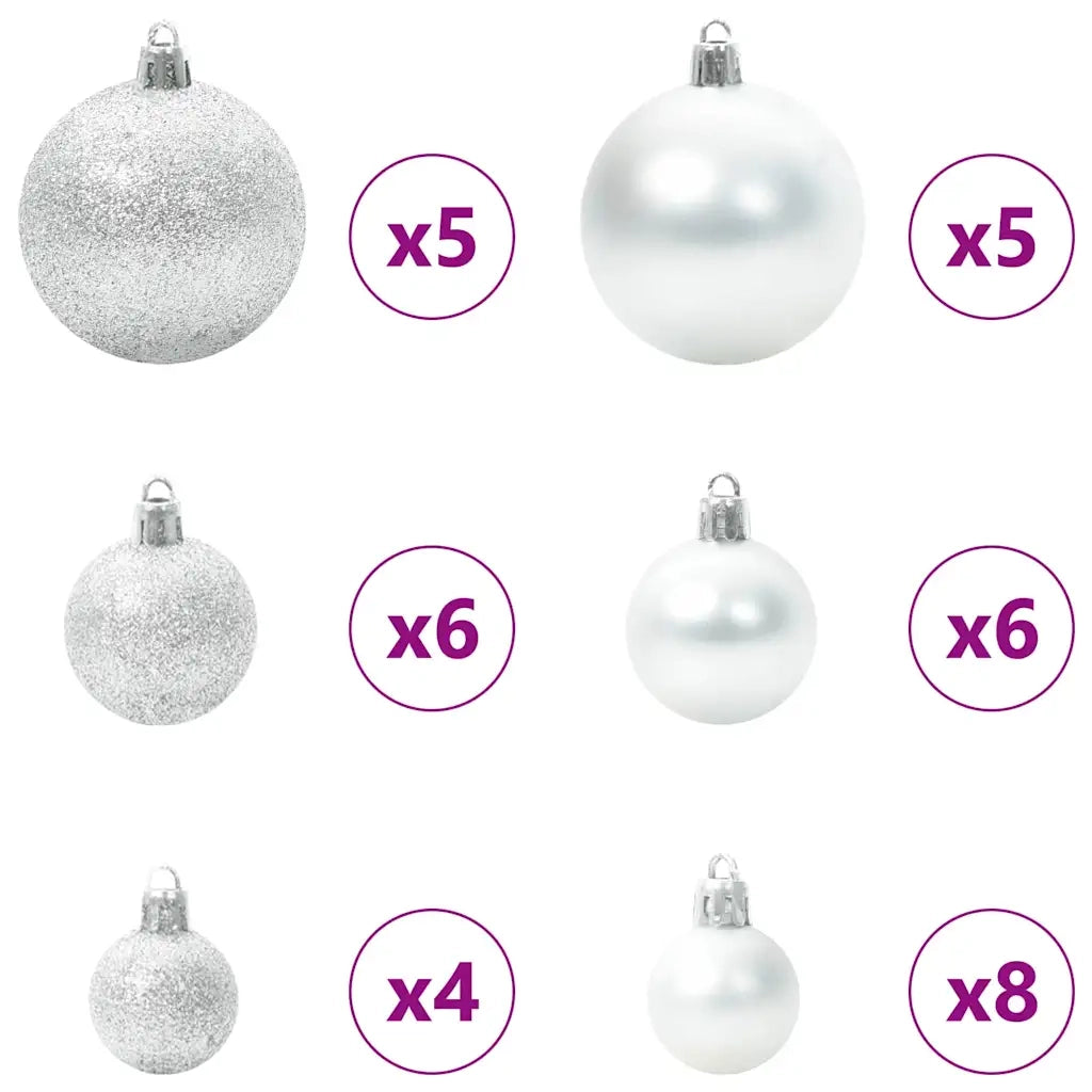 Set di Palle di Natale con 150 LED 61 pcs Argento Plastica 42018835