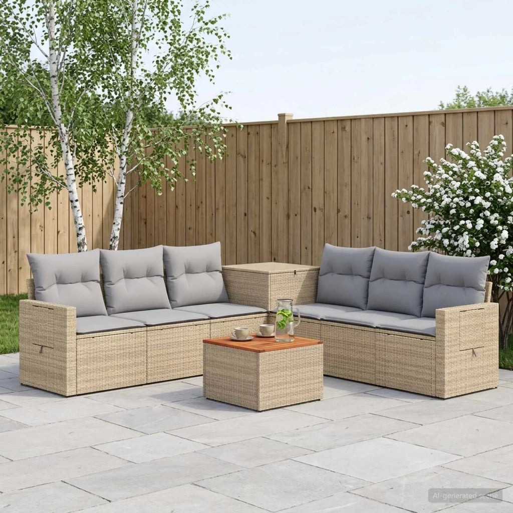 Set di divani 8 pz Beige e Grigio Chiaro 3448397