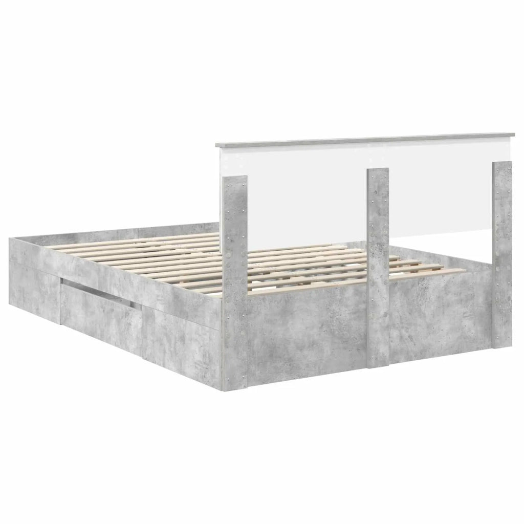 Letto matrimoniale | Letto per adulti | Struttura del letto con testiera Grigio cemento 160 x 200 cm