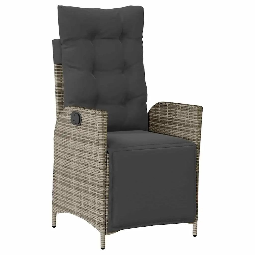 Set da Pranzo per Giardino con cuscino 5 pcs Grigio polyrattan
