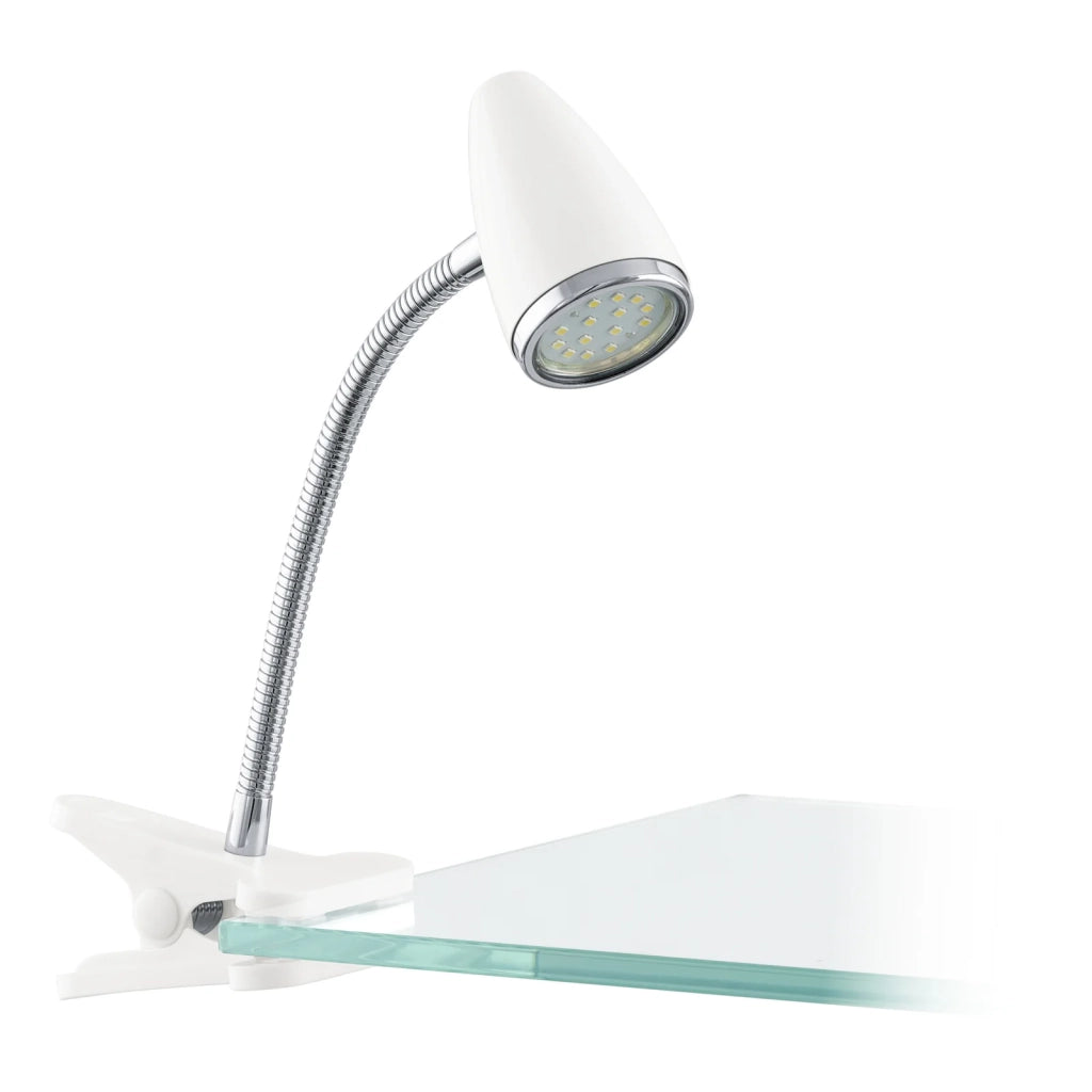 Lampada Scrivania Moderna Riccio 1 Acciaio Bianco Cromo 1 Luce Gu10 2,8 Ip20
