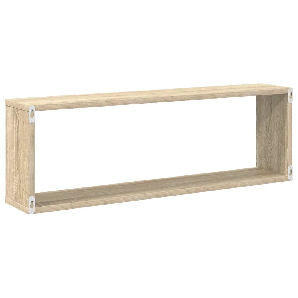2 pz Mensole Parete | Mensola sospesa Cubo Rovere Sonoma 80x15x26,5cm Multistrato