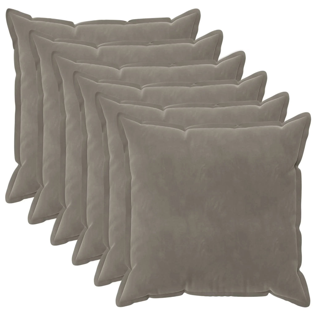 Federa 6 pcs HOUTEN Grigio Chiaro 65 x 65 cm Velluto 920970