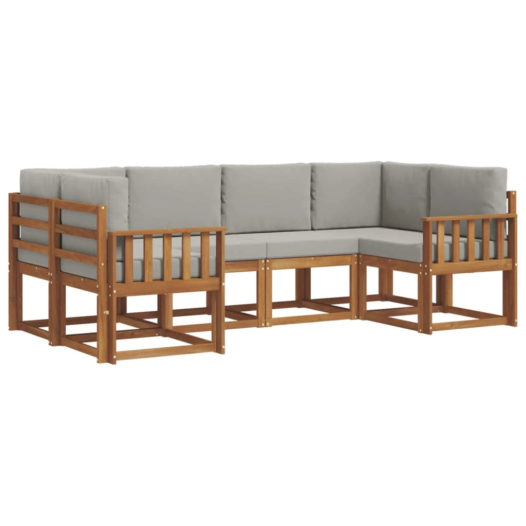 Set di divani da esterno 6 pcs Grigio Naturale e Chiaro 3366879