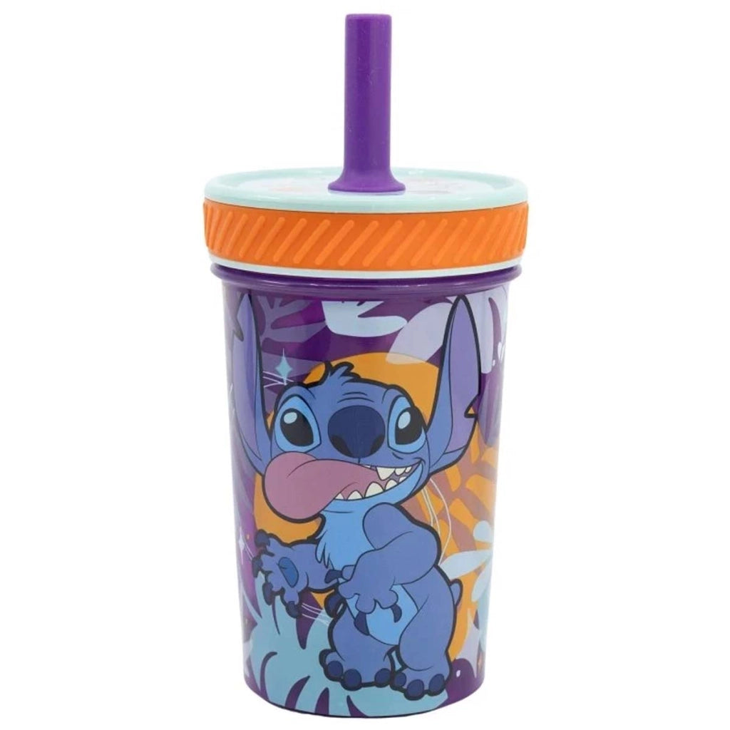 Bicchiere 370 ml Stitch per Bambini Dropsafe con Cannuccia Collezione Aloha Multicolore Disney
