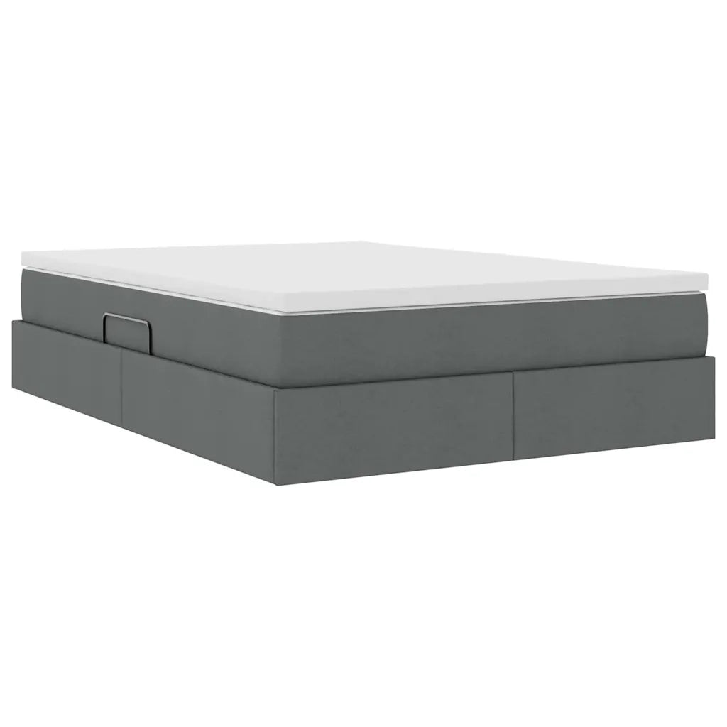 Letto con contenitore e materasso Grigio scuro 140 x 200 cm